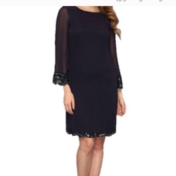 NWT Calvin Klein Blue Beaded Dress - Picture 1 of 8